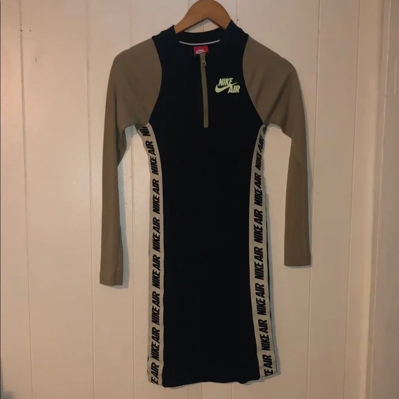 Nike Air Black and Olive Long Sleeve Dress - Picture 2 of 6